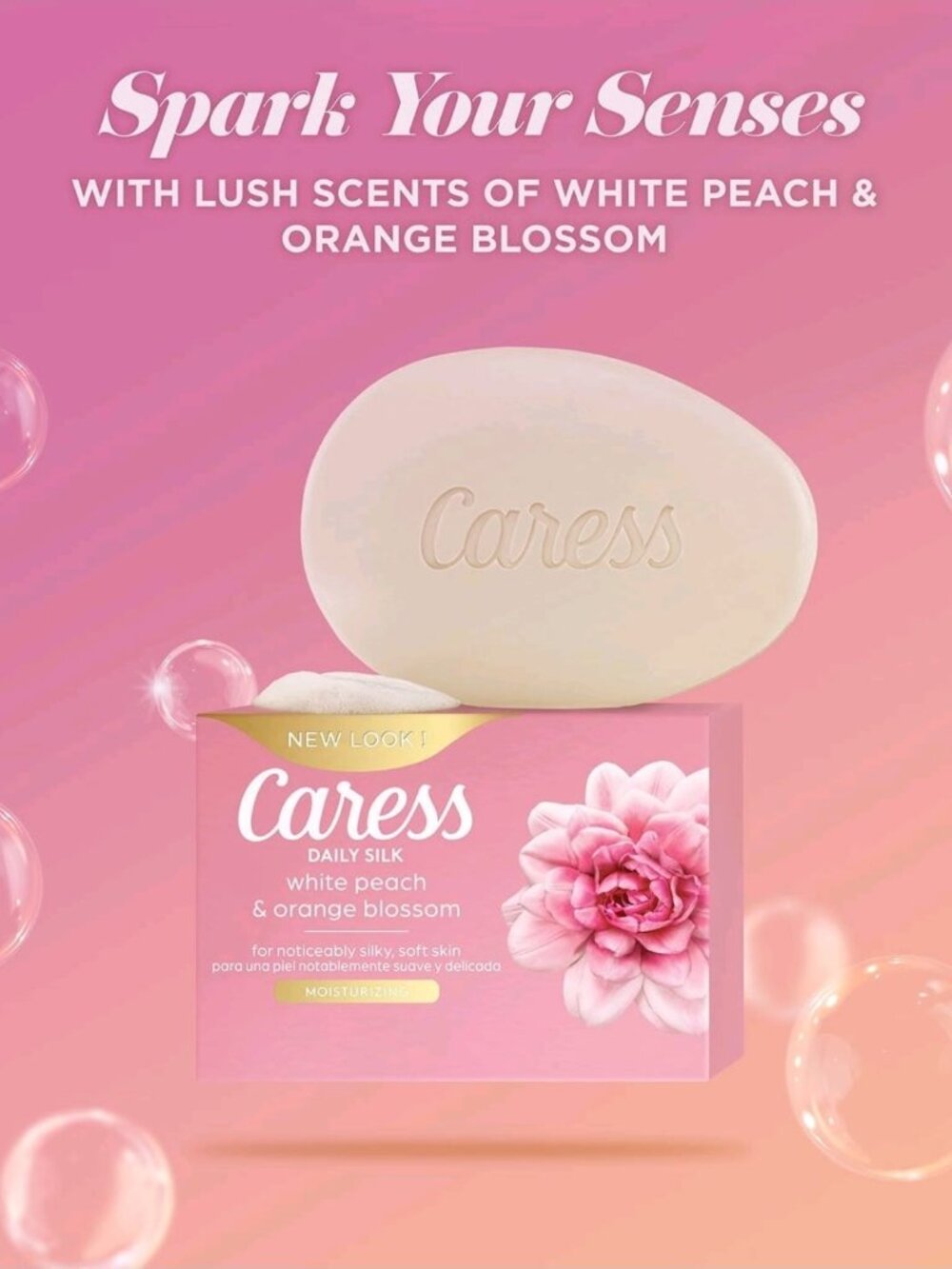 Caress Silkening Daily Silk Beauty Bar, White Peach & Orange Blossom 16ct New